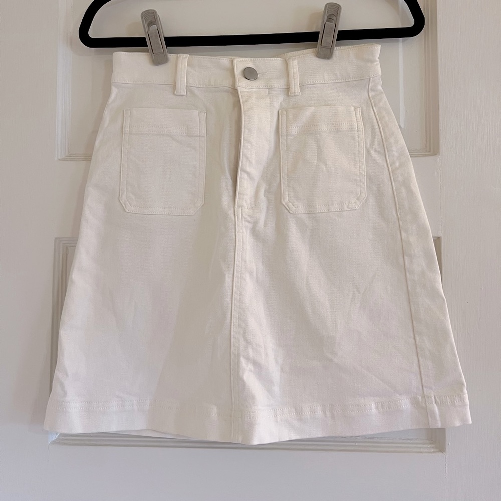 Everlane White/Bone Denim Mini Skirt